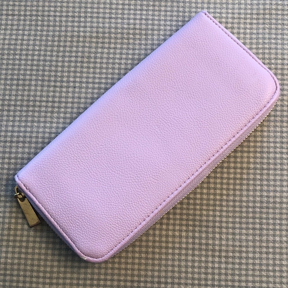 Elegant Mauve Lavender Women's Wallet Zip Around Vegan Leather Organizer #830